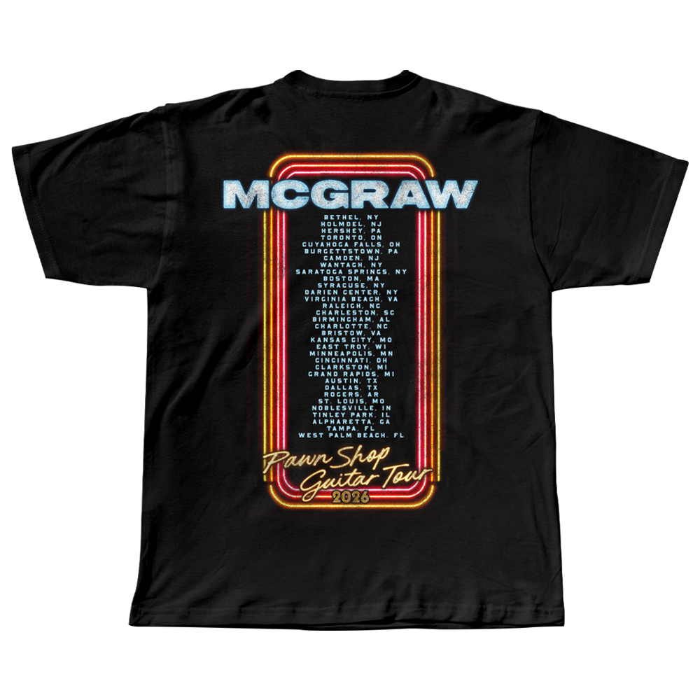 Pawn Shop Guitar Tour Black Dateback T-Shirt Back