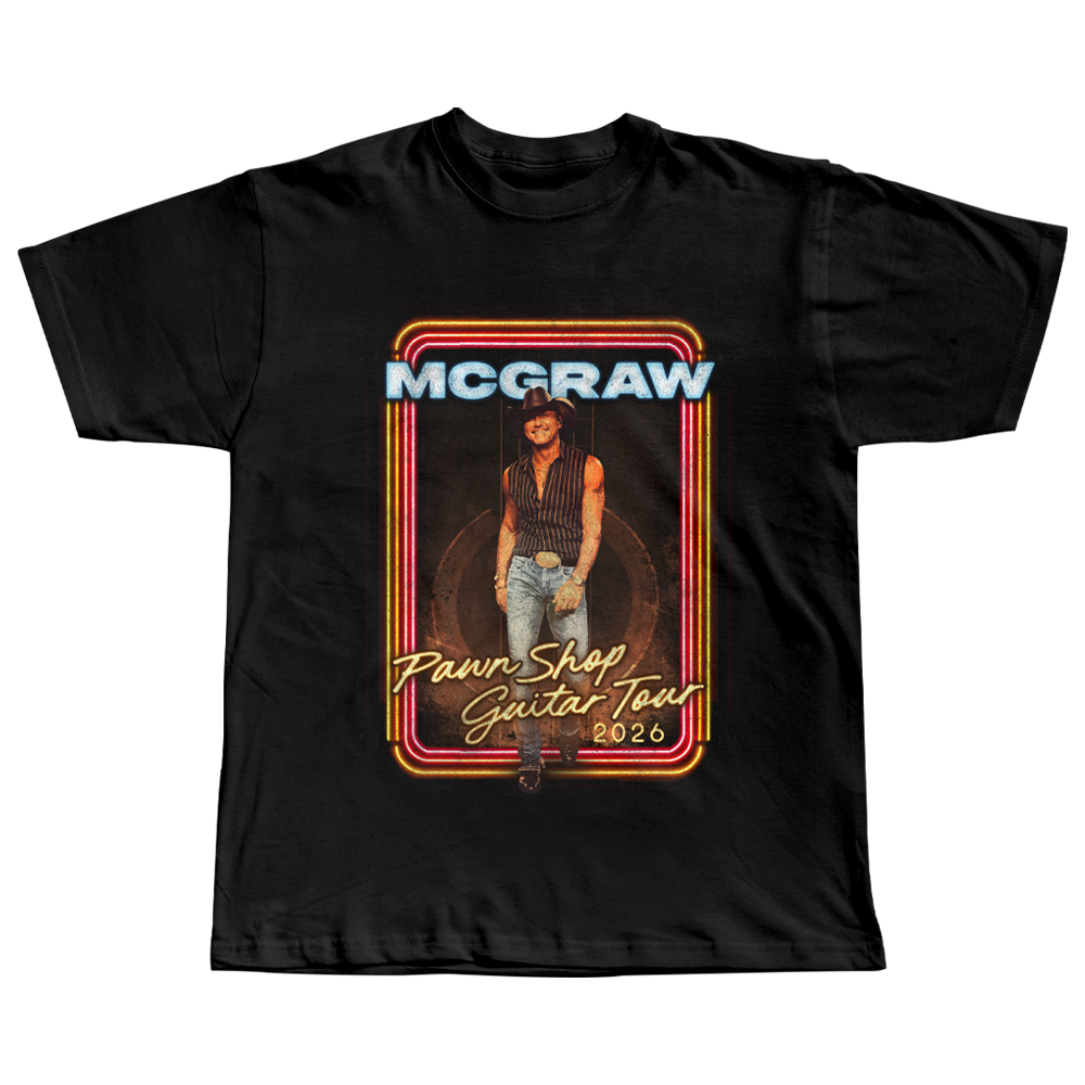 Pawn Shop Guitar Tour Black Dateback T-Shirt Front