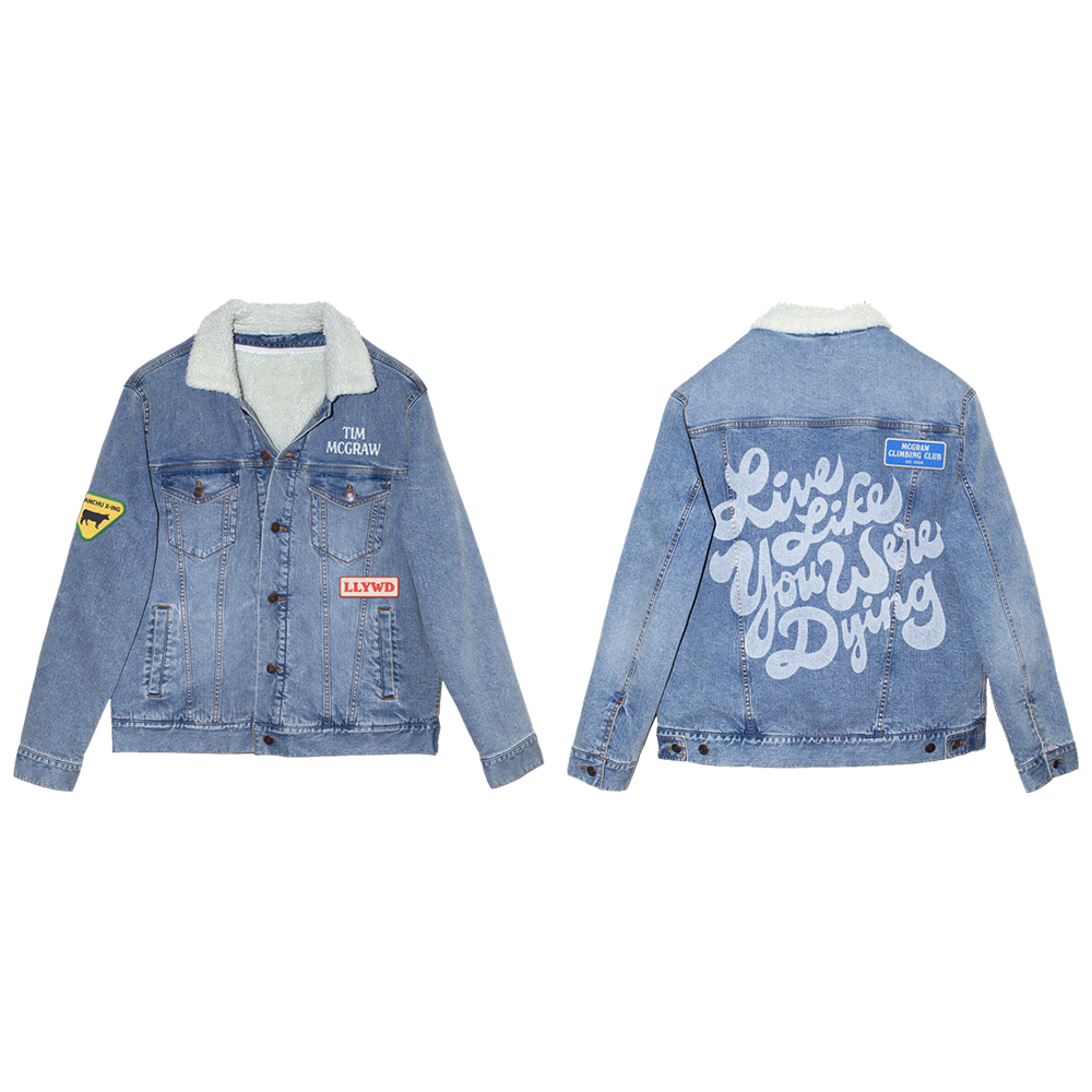 Patch Sherpa Denim Jacket Front + Back